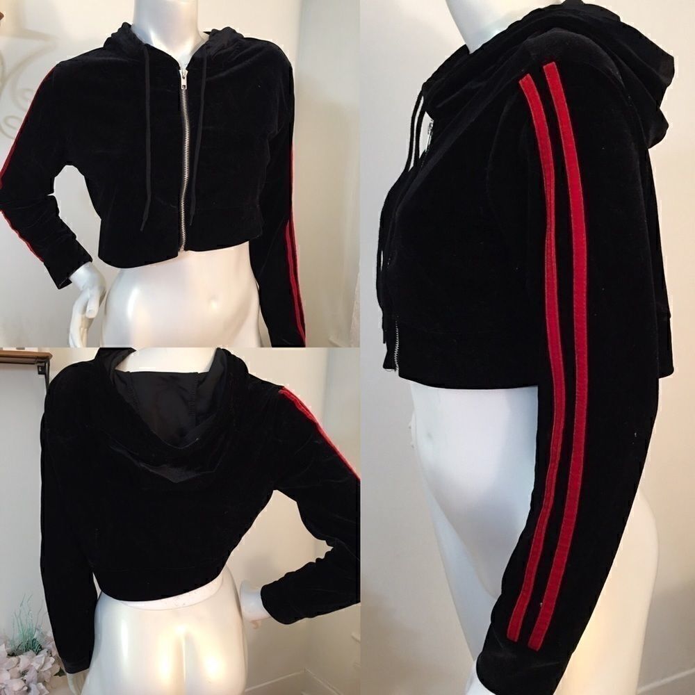 Rue 21 Velvet Crop Hoodie